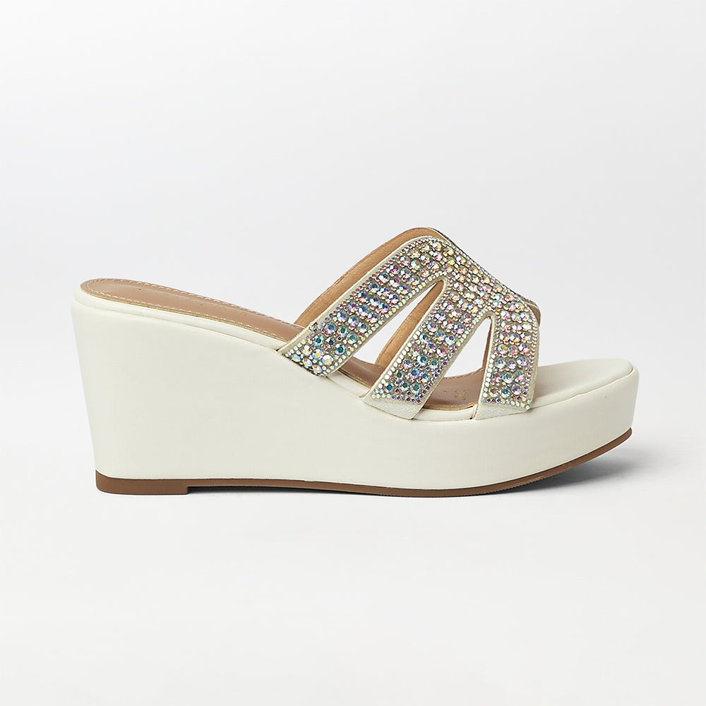 Stone Embellished Wedge Heels - (FS22)