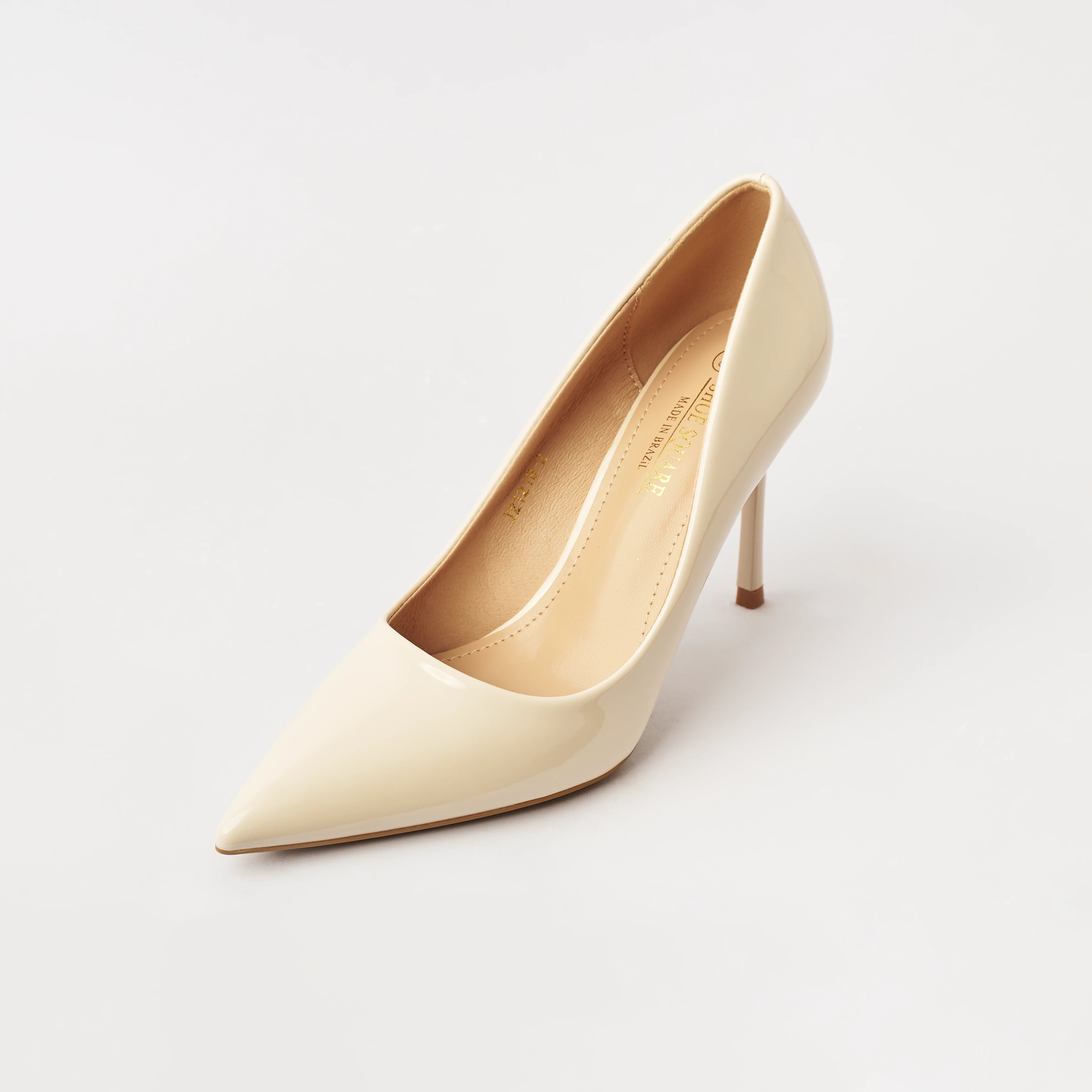 Glossy High Heels Court Shoes Off White - (CH255)