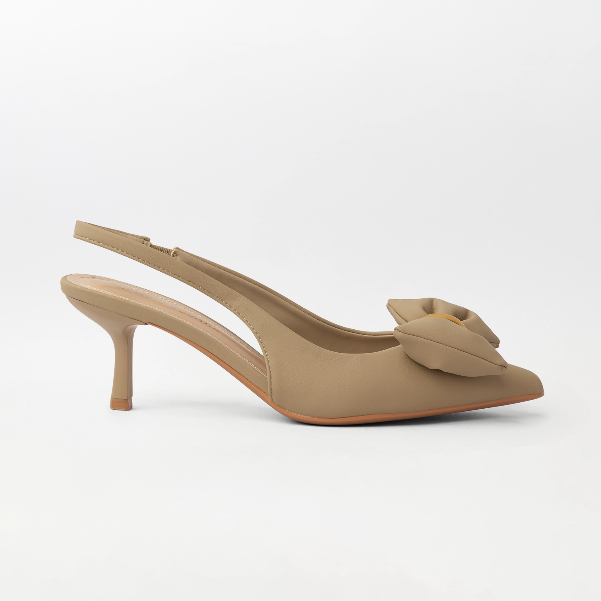 Kitten Heel Bowtie Slingback Khaki - (CH344)