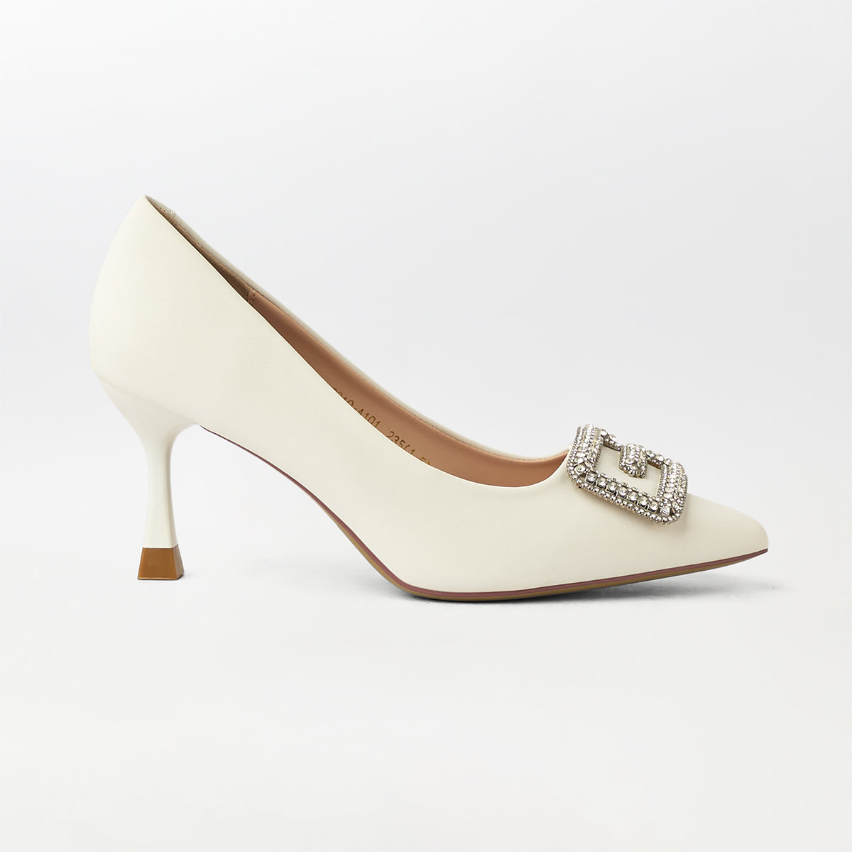 Buckle Embellished Court Shoes White - (CH237)