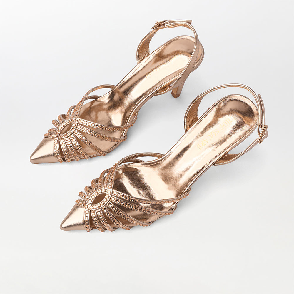 Embellished Heel Sandals - CH306