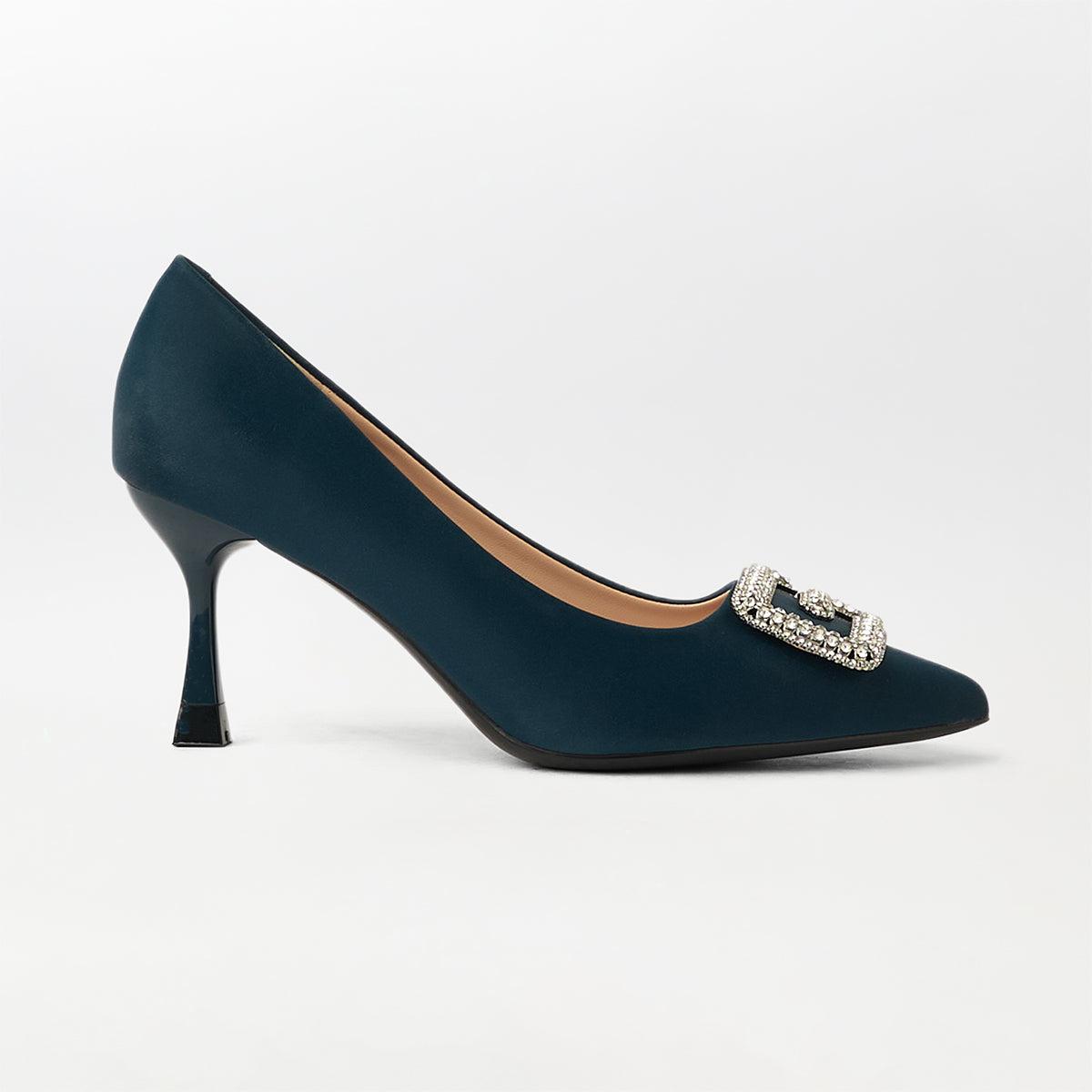 Buckle Embellished Court Shoes Blue - (CH239)