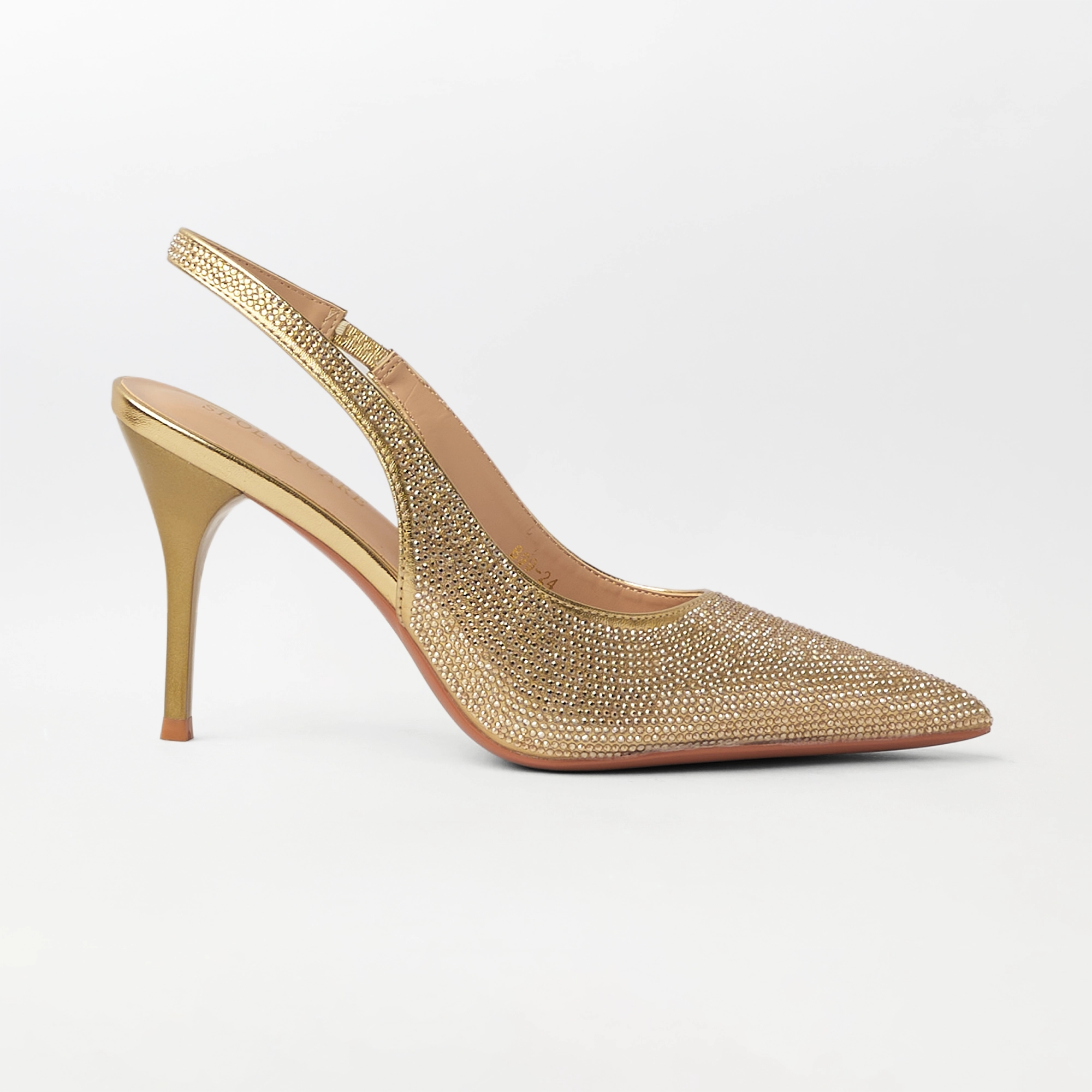 Embellished Slingback Kitten Heel Gold - (CH334)