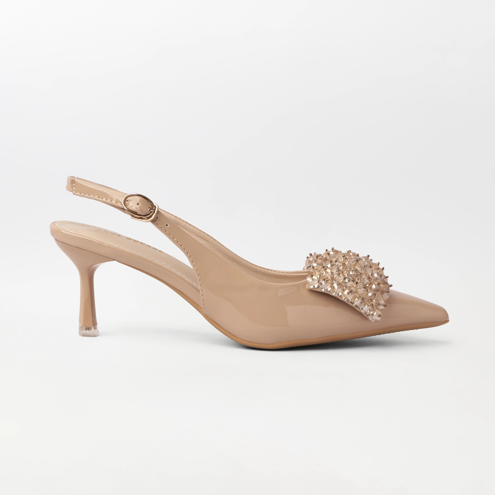 Embellished Bow Slingback Heel Nude -(CH327)
