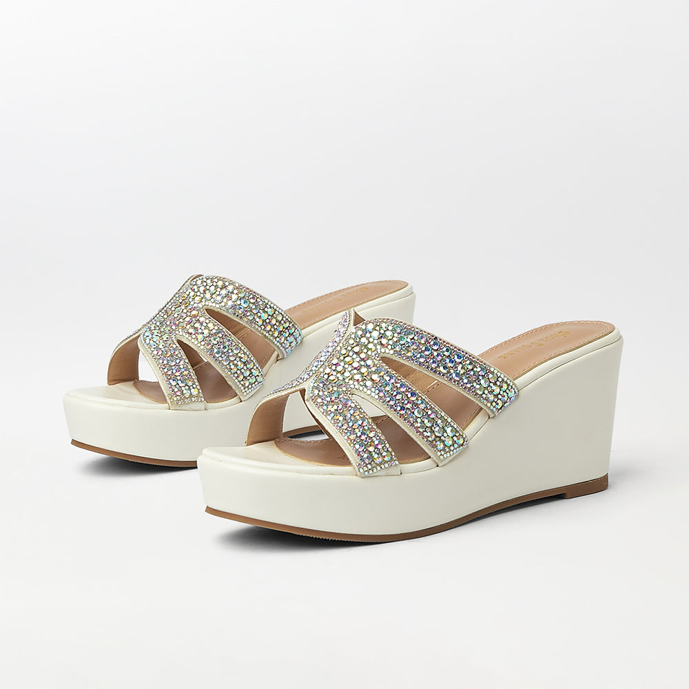 Stone Embellished Wedge Heels - (FS22)