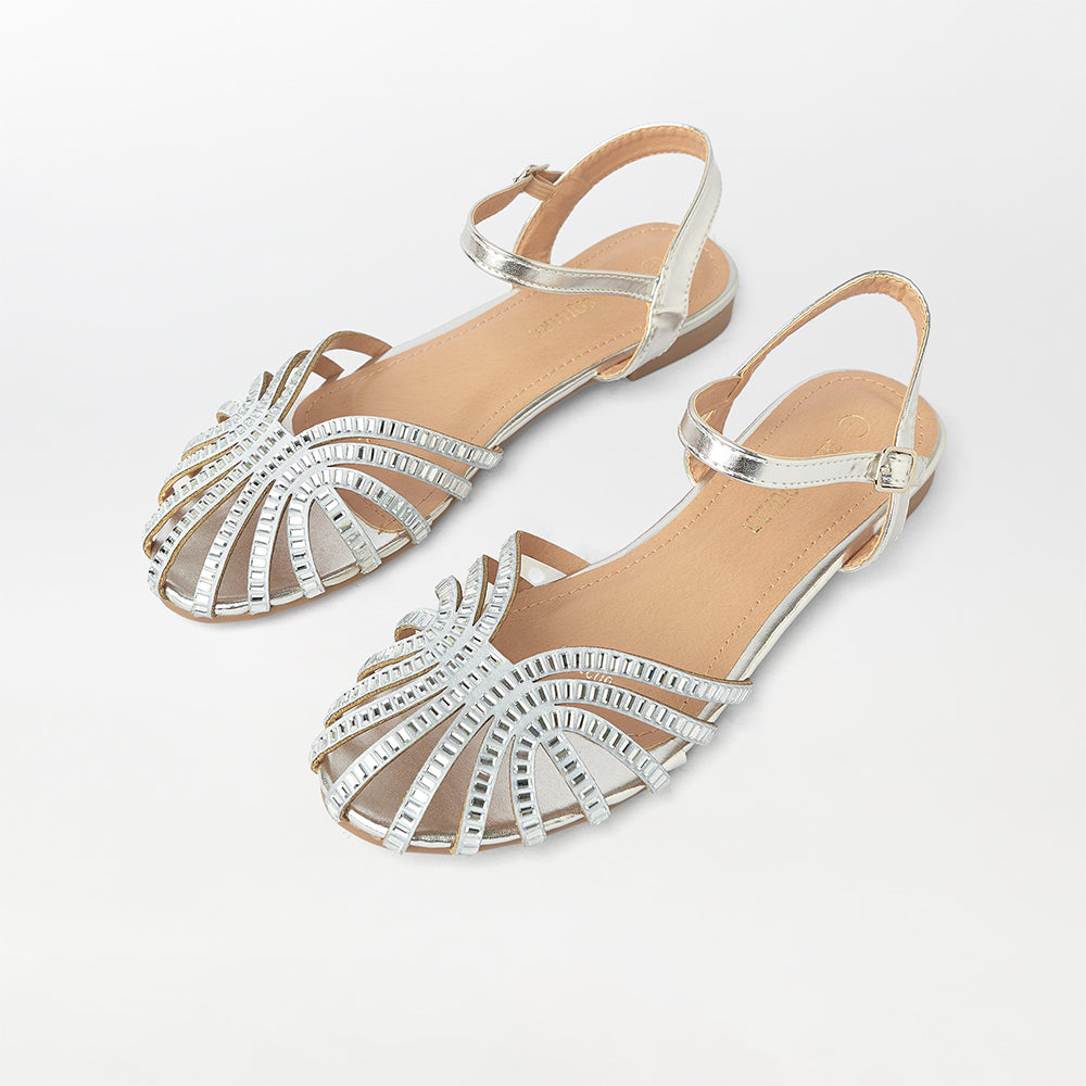 Rhinestone Embellished Cage Sandals - (FS71)