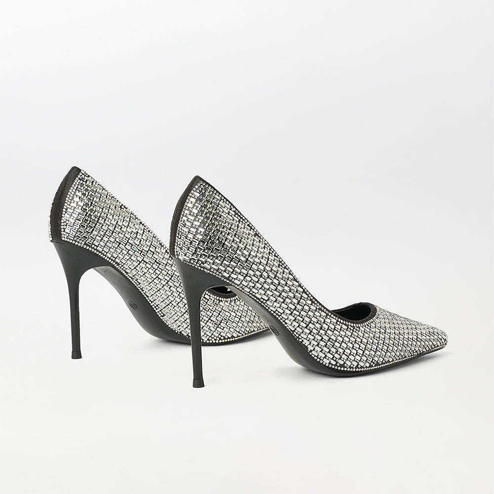 Stones Embellished High Heels Court Shoes - (CH221)