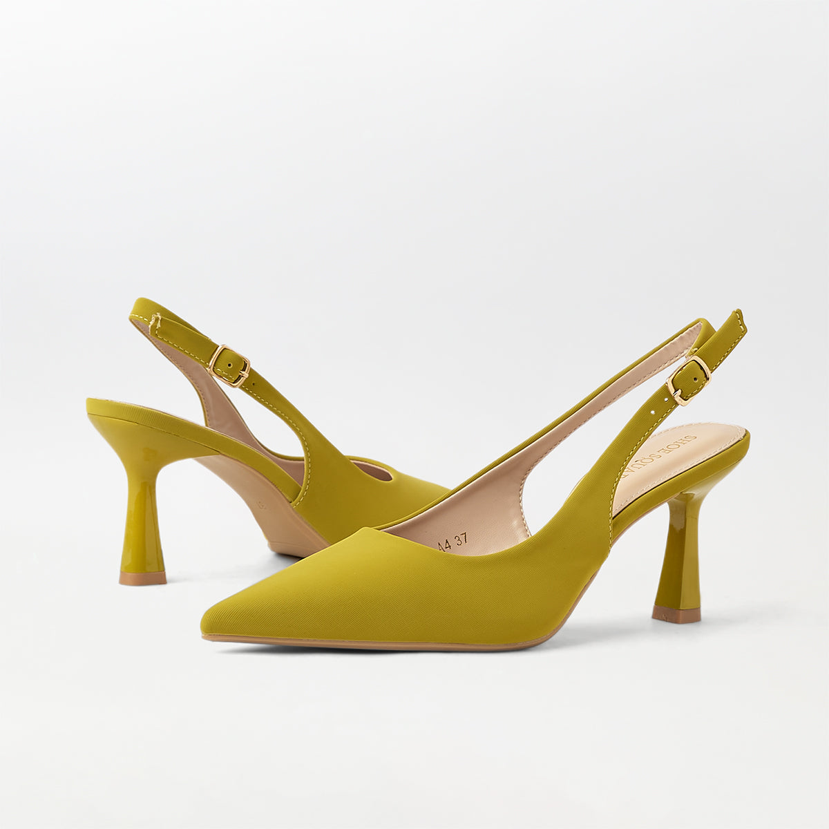 Slingback Kitten Heels Lemon Green - (CH246)