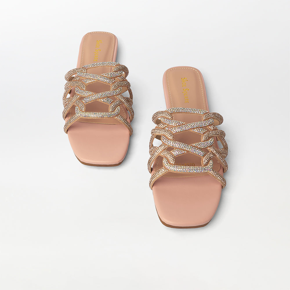 Stones Embellished Flat Slippers - (FS18)