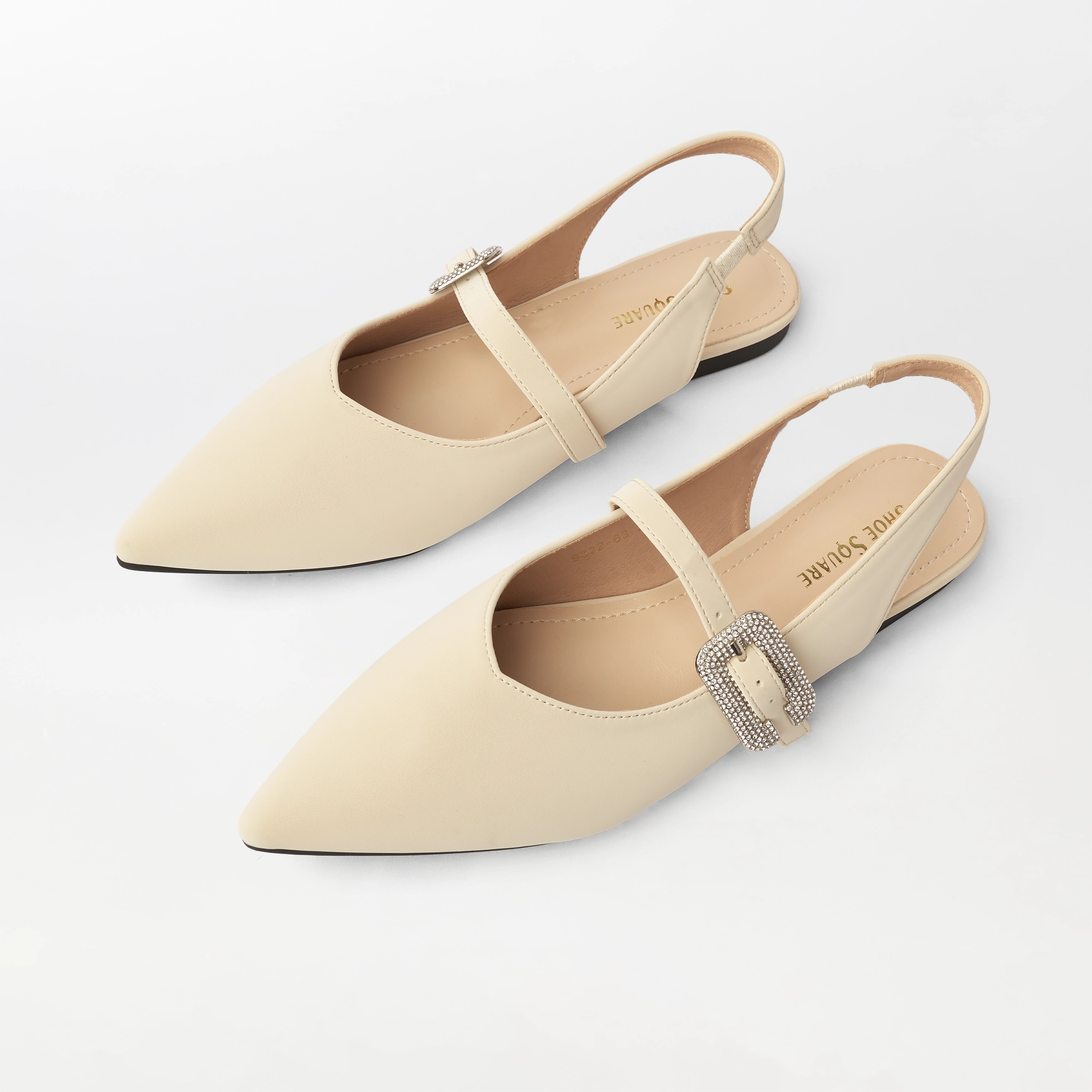 Pointed Toe Slingback Kitten Heel Apricot - (FS104)