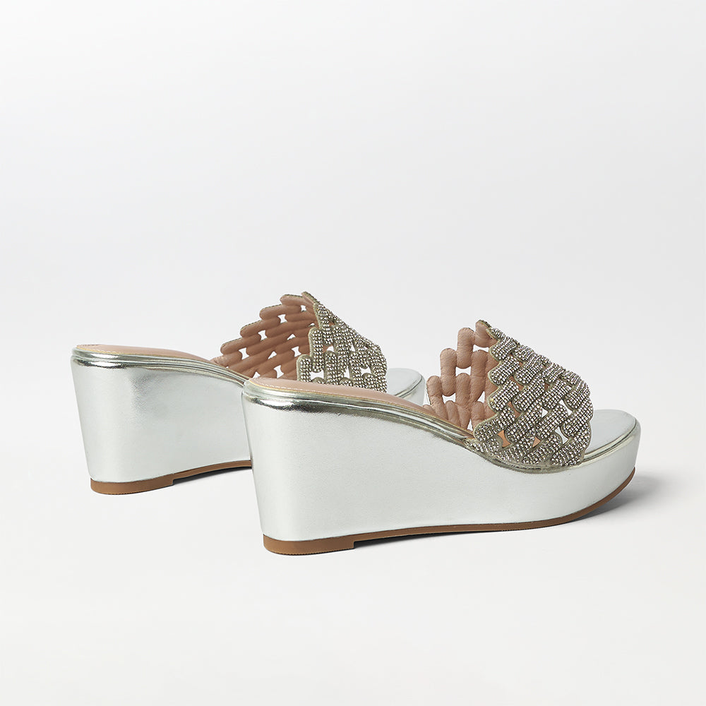 Embellished Cut Work Wedge Heels - (FS31)