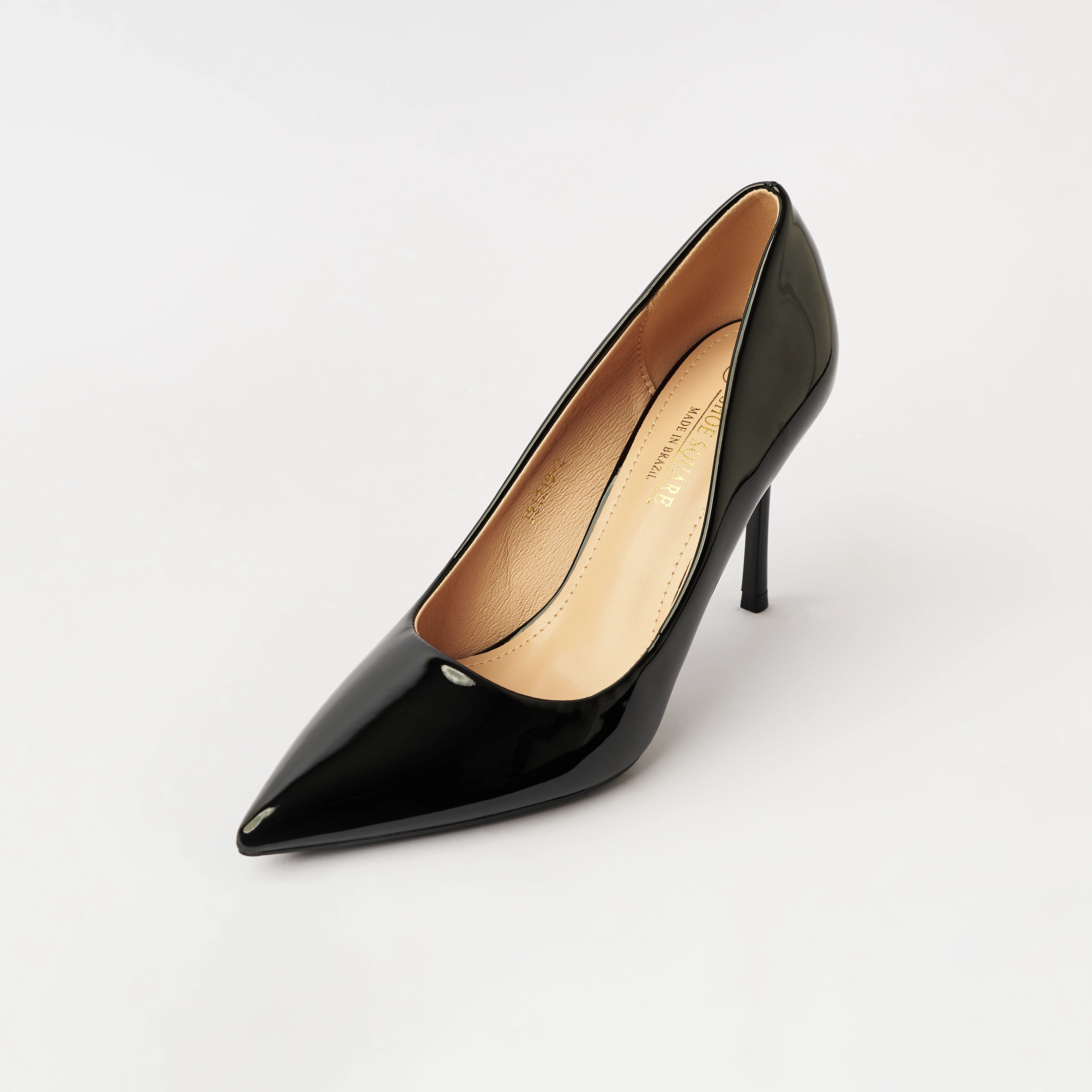 Glossy High Heels Court Shoes Black - (CH256)