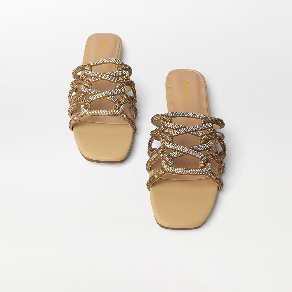 Stones Embellished Flat Slippers - (FS19)