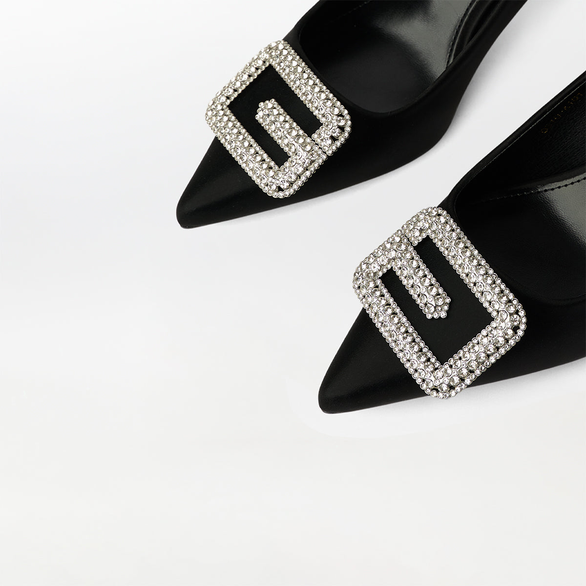 Buckle Embellished Court Shoes Black - (CH238)