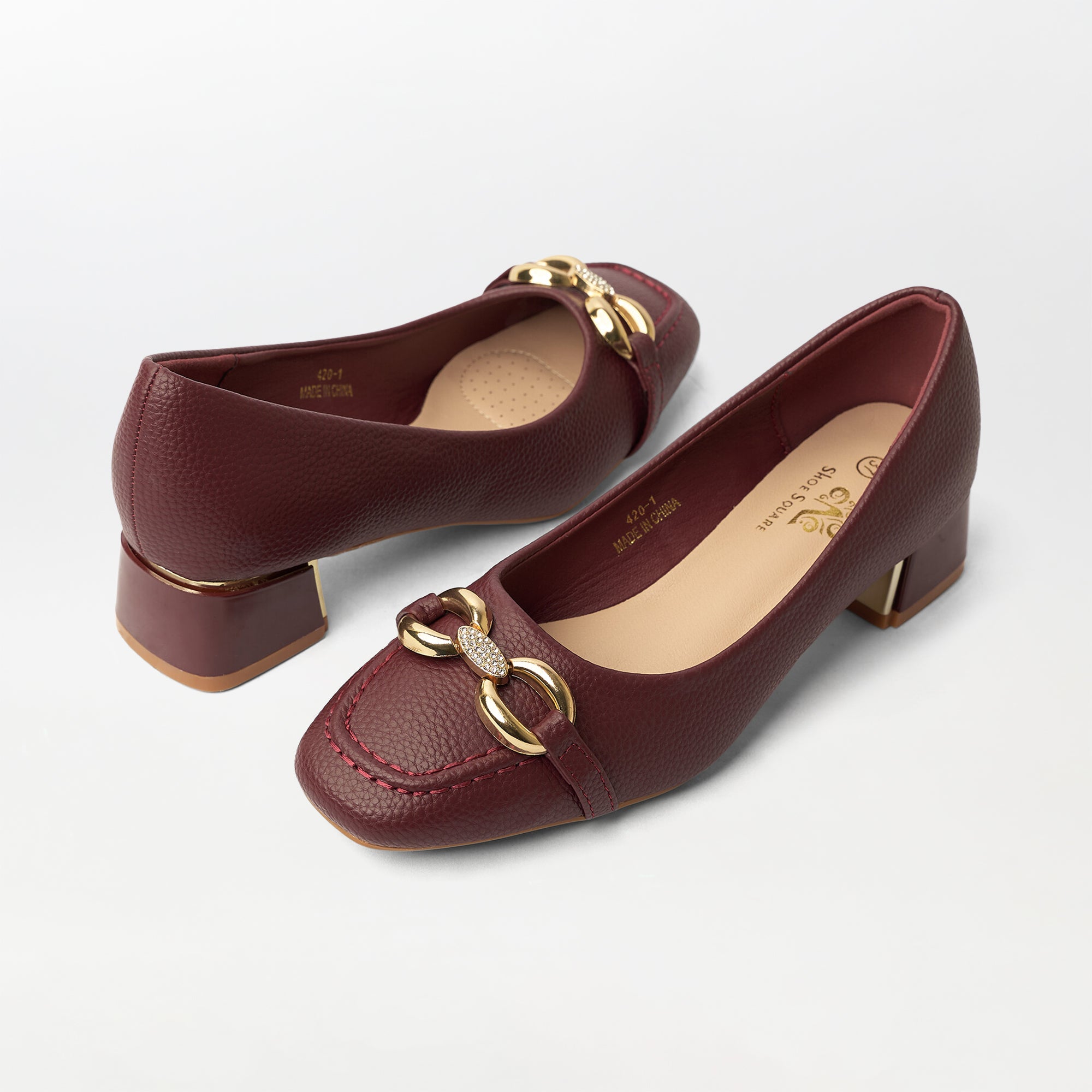 PU Leather Block Heel (CH151)