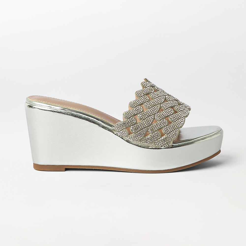 Embellished Cut Work Wedge Heels - (FS31)