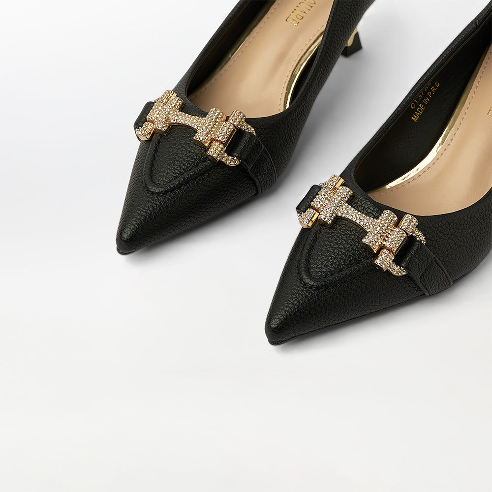 Embellished Soft Leather Court Shoes (CH172)