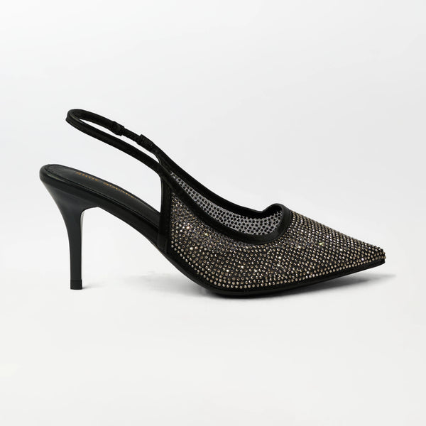 Short Heels - Slingback Pumps - Black (CH101)