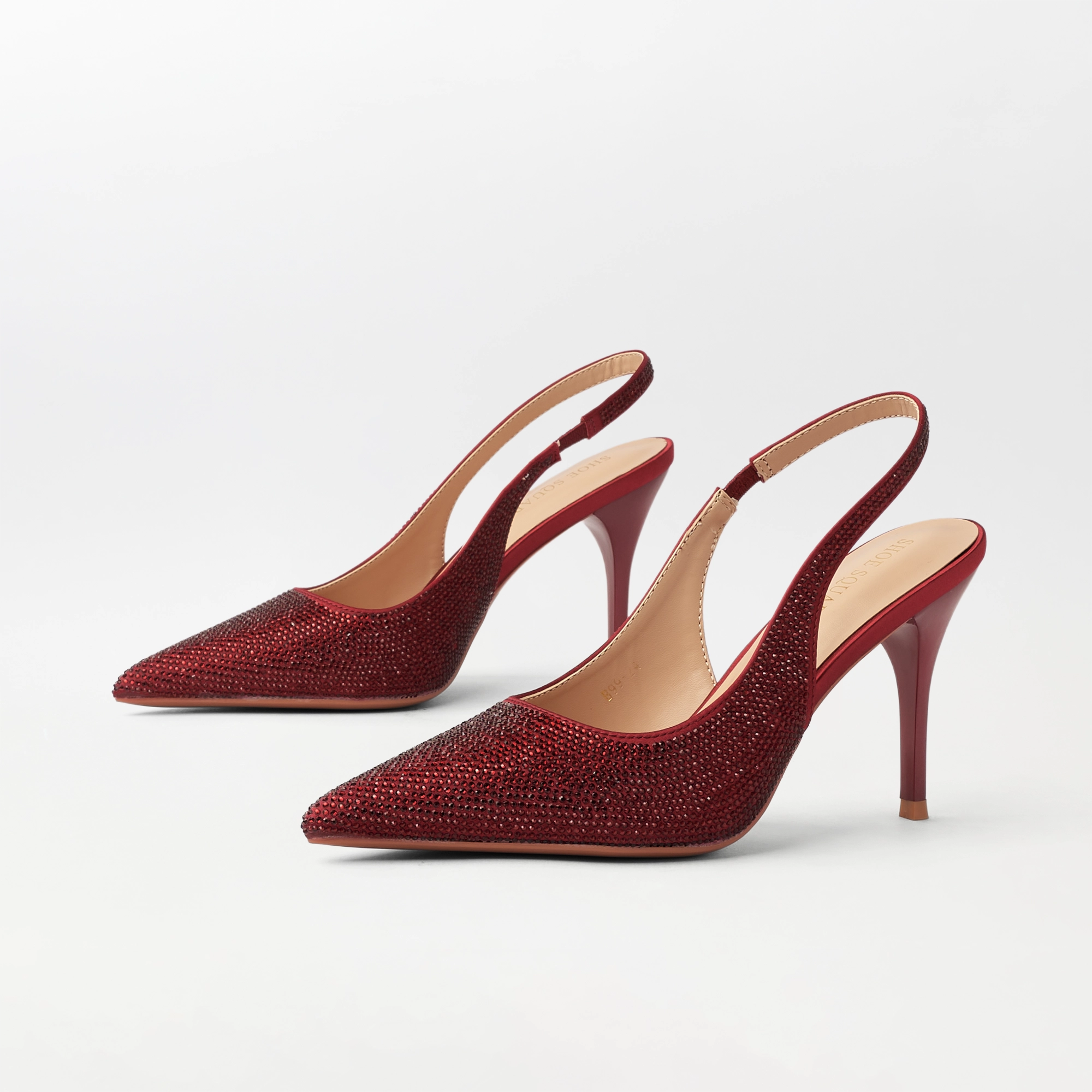 Embellished Slingback Kitten Heel Red - (CH333)