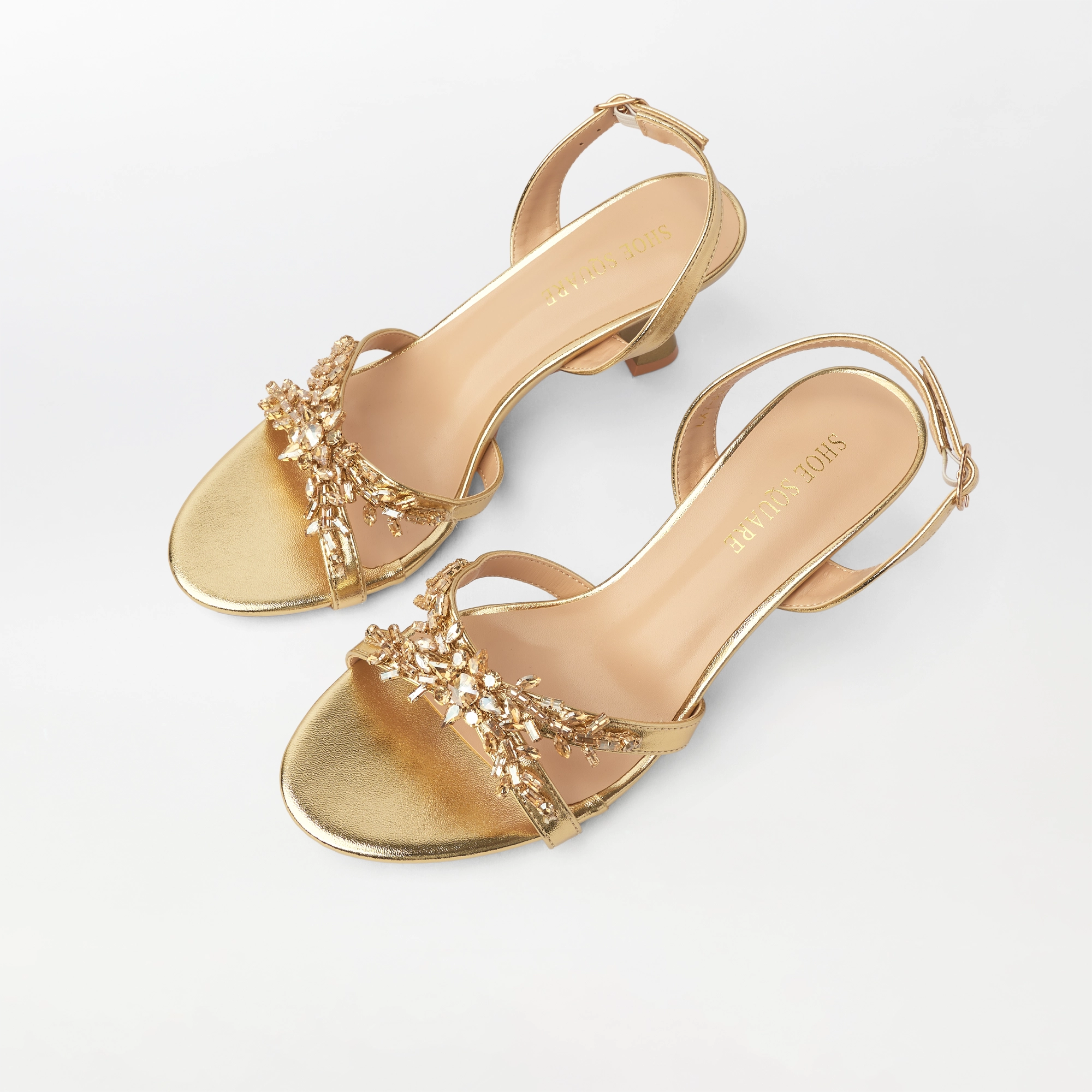 Fancy Kitten Heel Sandal Gold - (CH339)