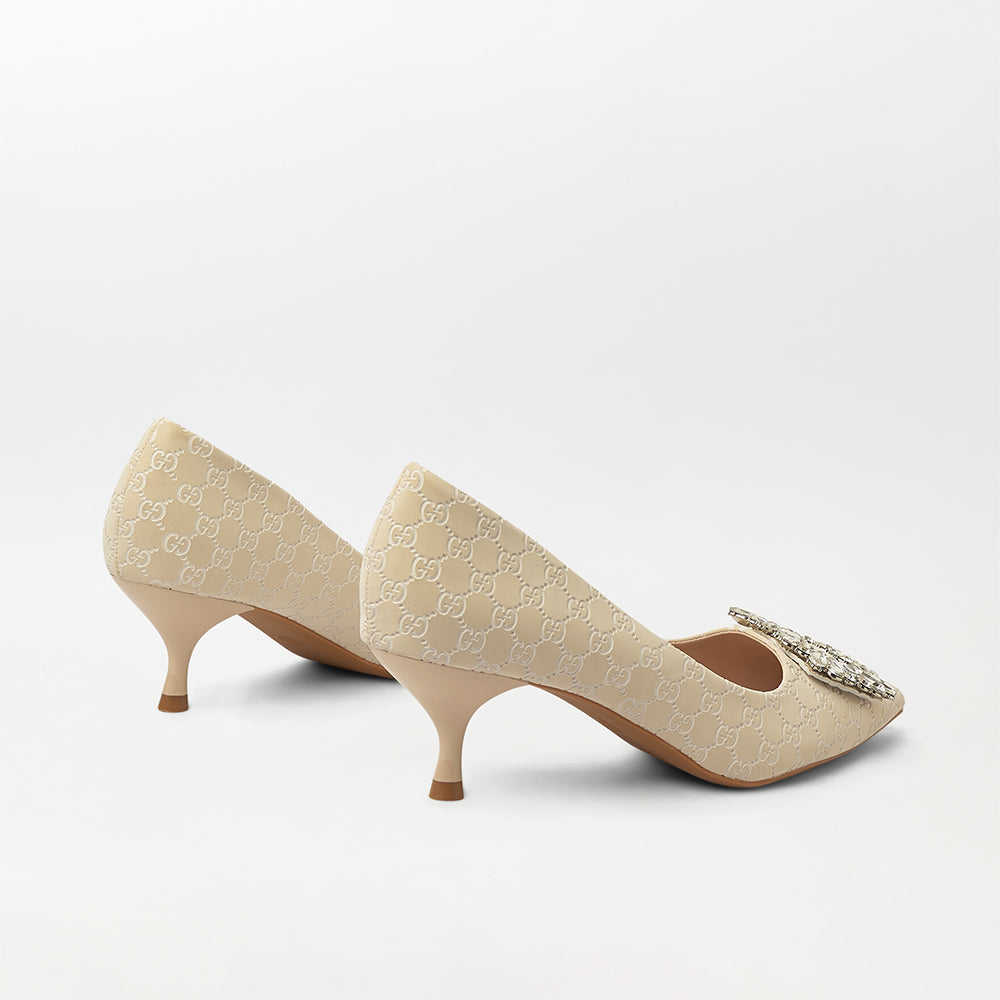 Stone Embellished Broach Court Shoes (CH168)