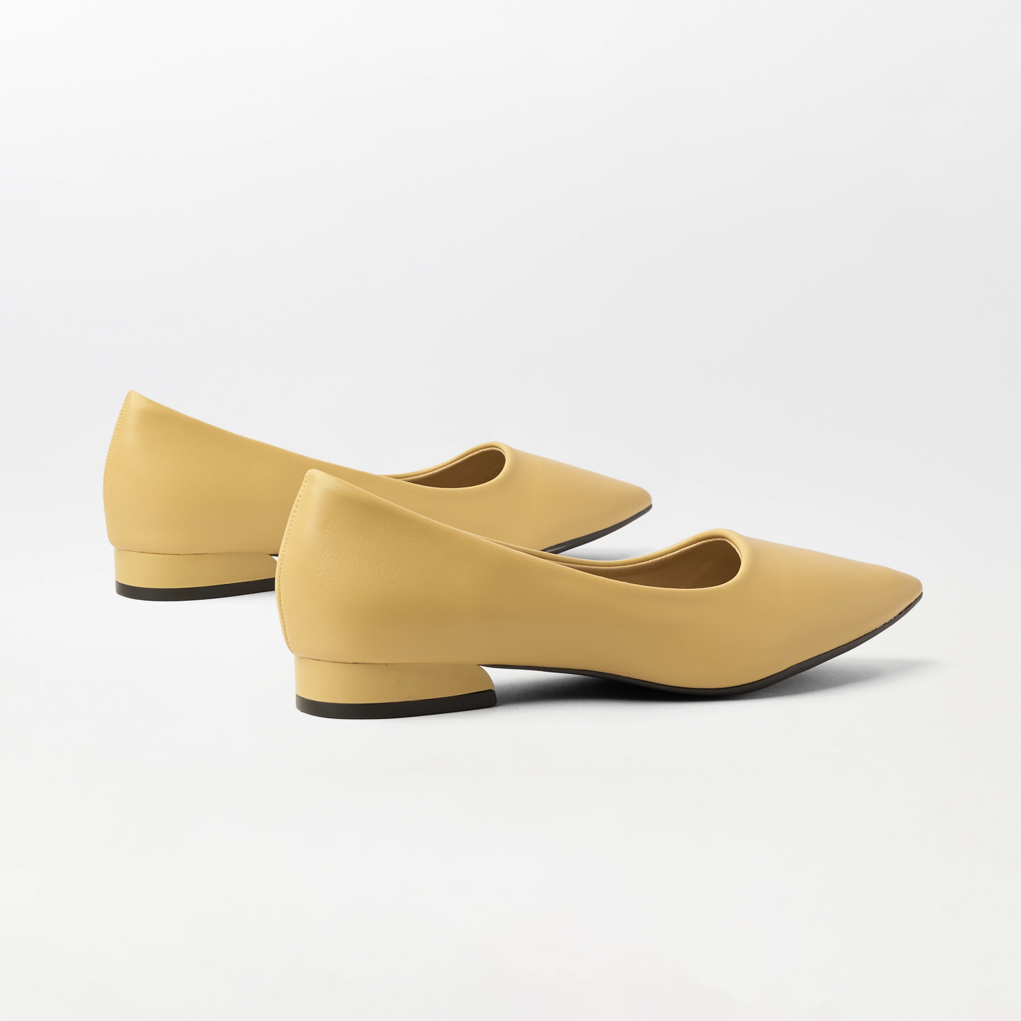 Pointed Toe Block Heel Pumps Yellow - (FS96)
