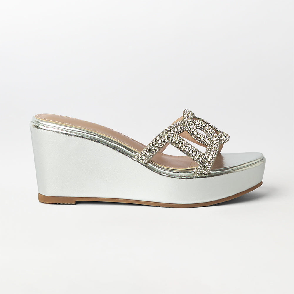 Embellished Cut Work Wedge Heels - (FS33)