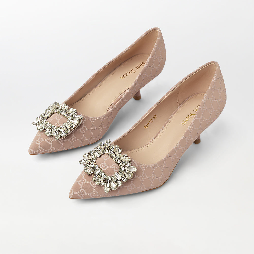Stone Embellished Broach Court Shoes (CH169)