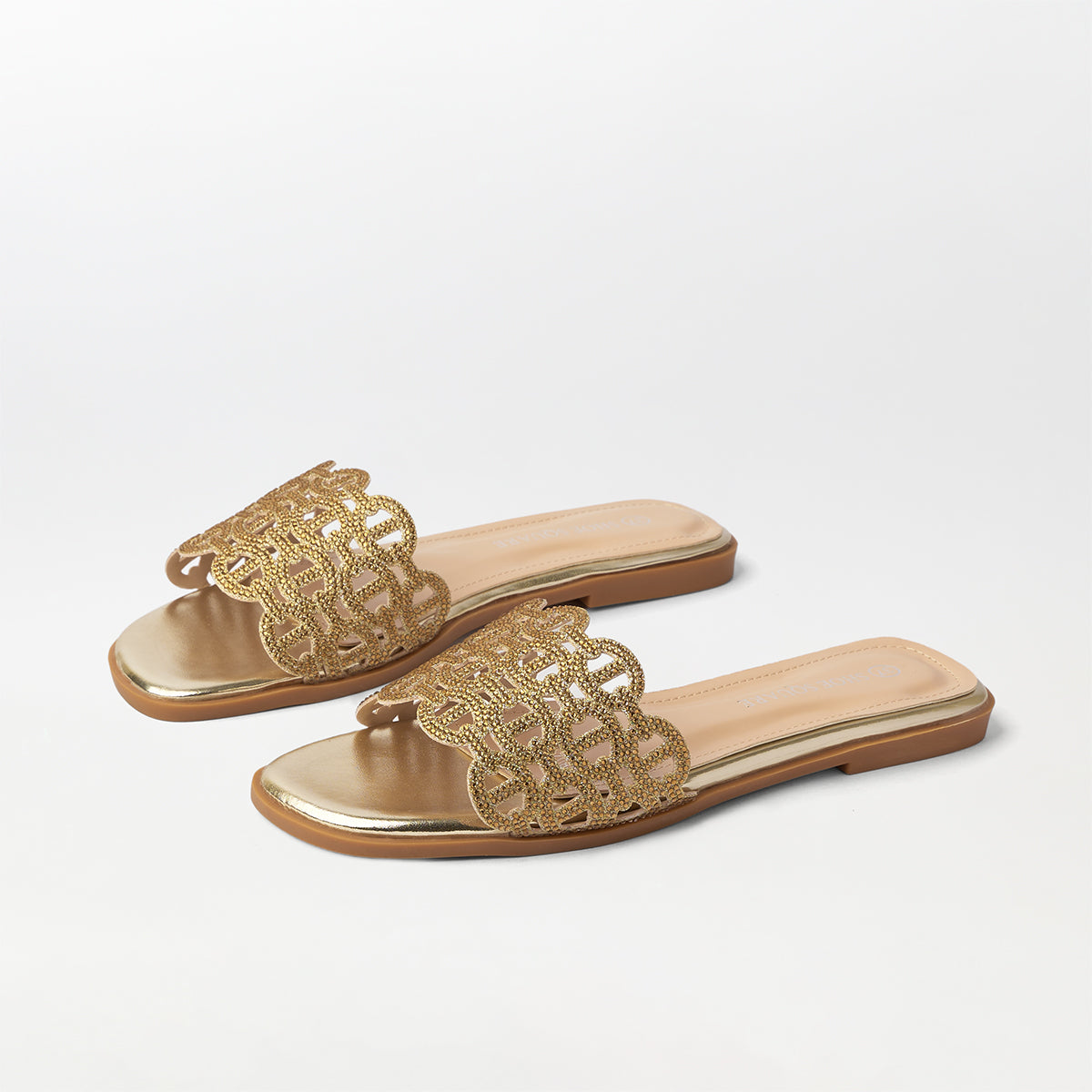 Embellished Cut Work Flat Slippers - (FS87)