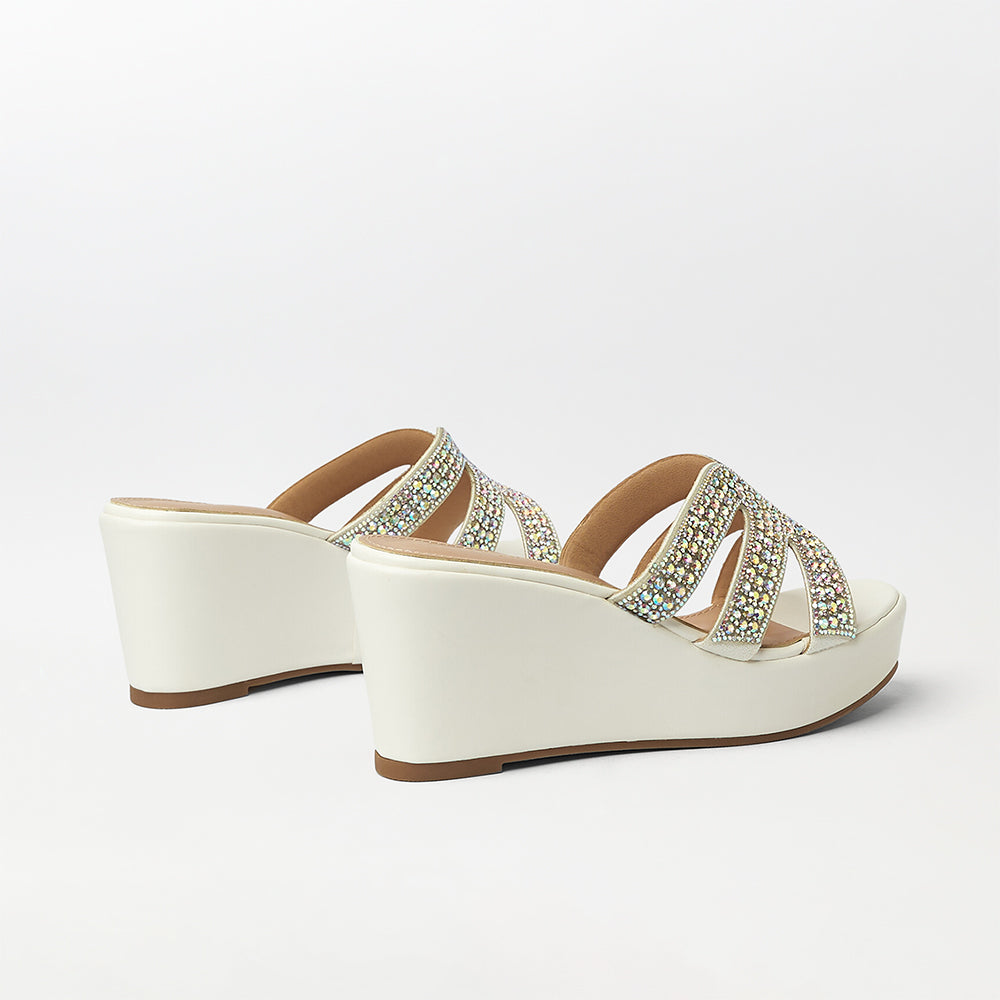 Stone Embellished Wedge Heels - (FS22)
