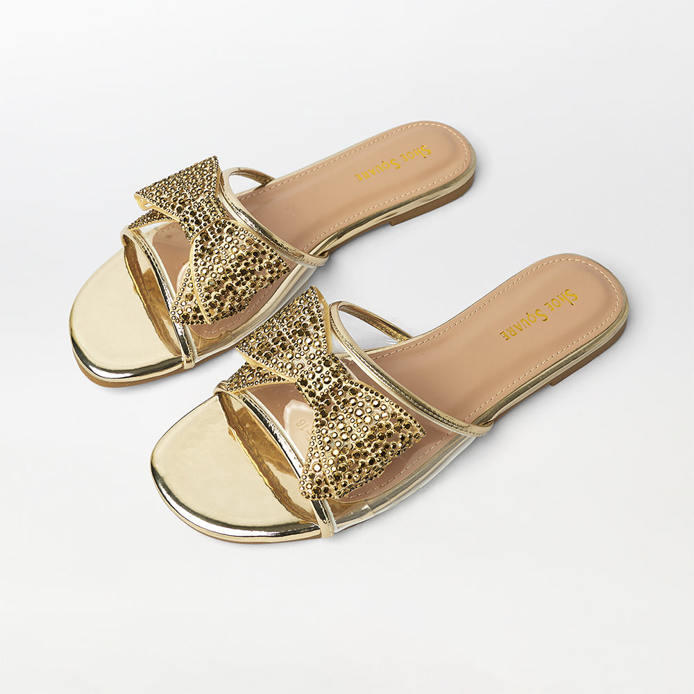 Bow Embellished Flat Slippers - (FS15)