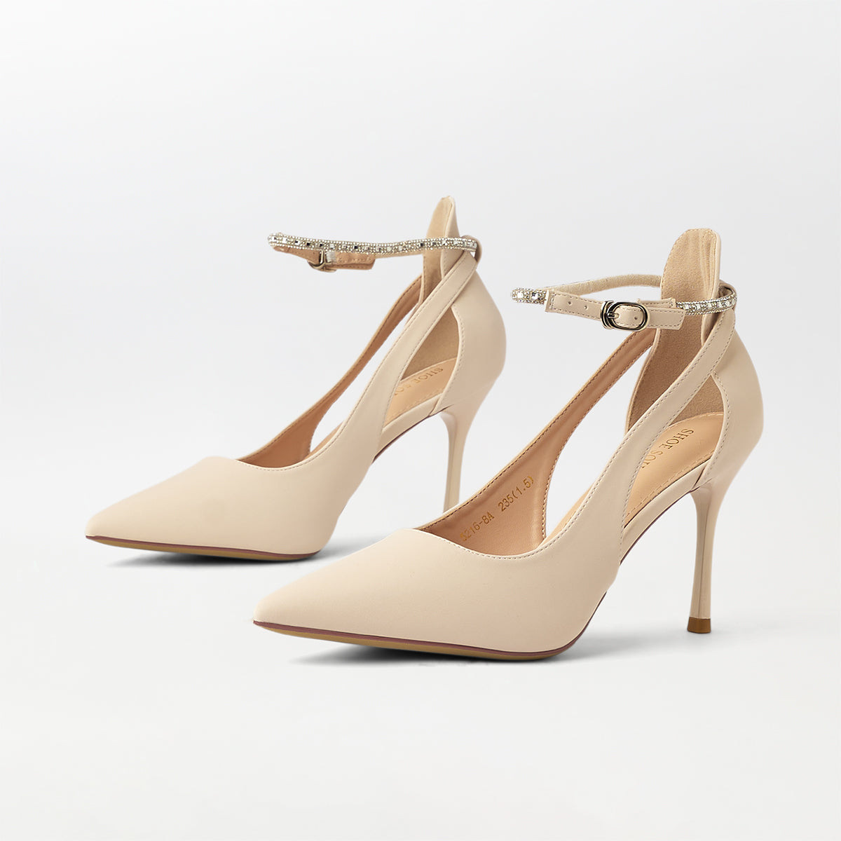 Matt Finished Slingback High Heels Beige - (CH234)