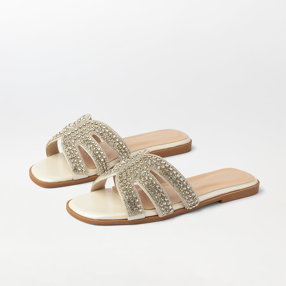 Stone Embellished Flat Slippers - (FS82)