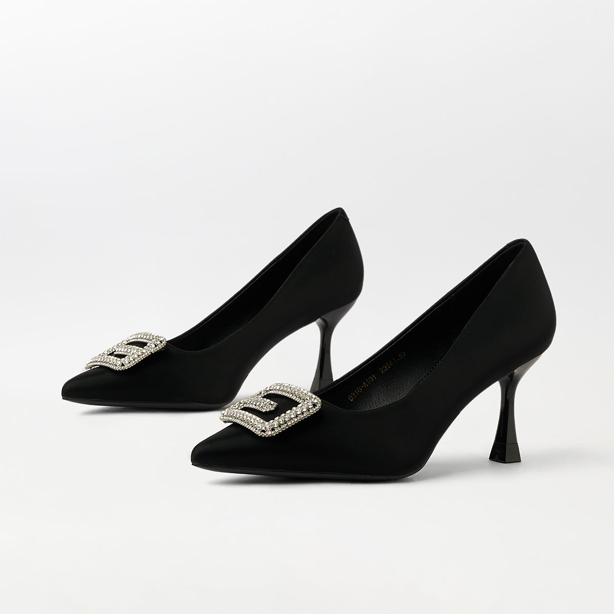 Buckle Embellished Court Shoes Black - (CH238)