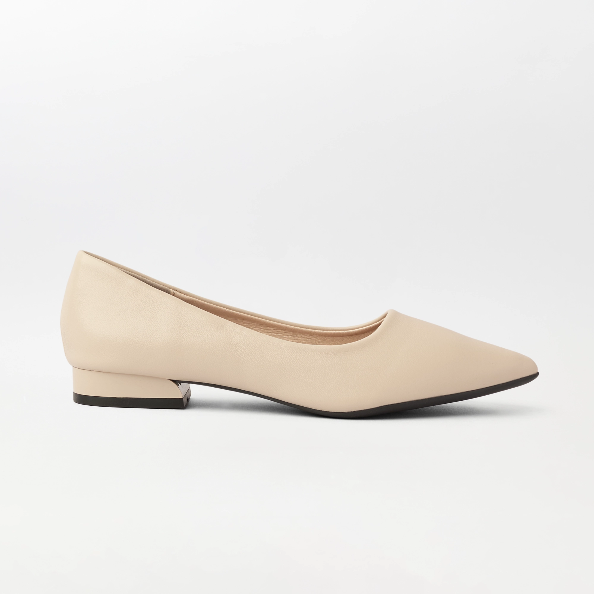 Pointed Toe Block Heel Pumps Beige - (FS97)