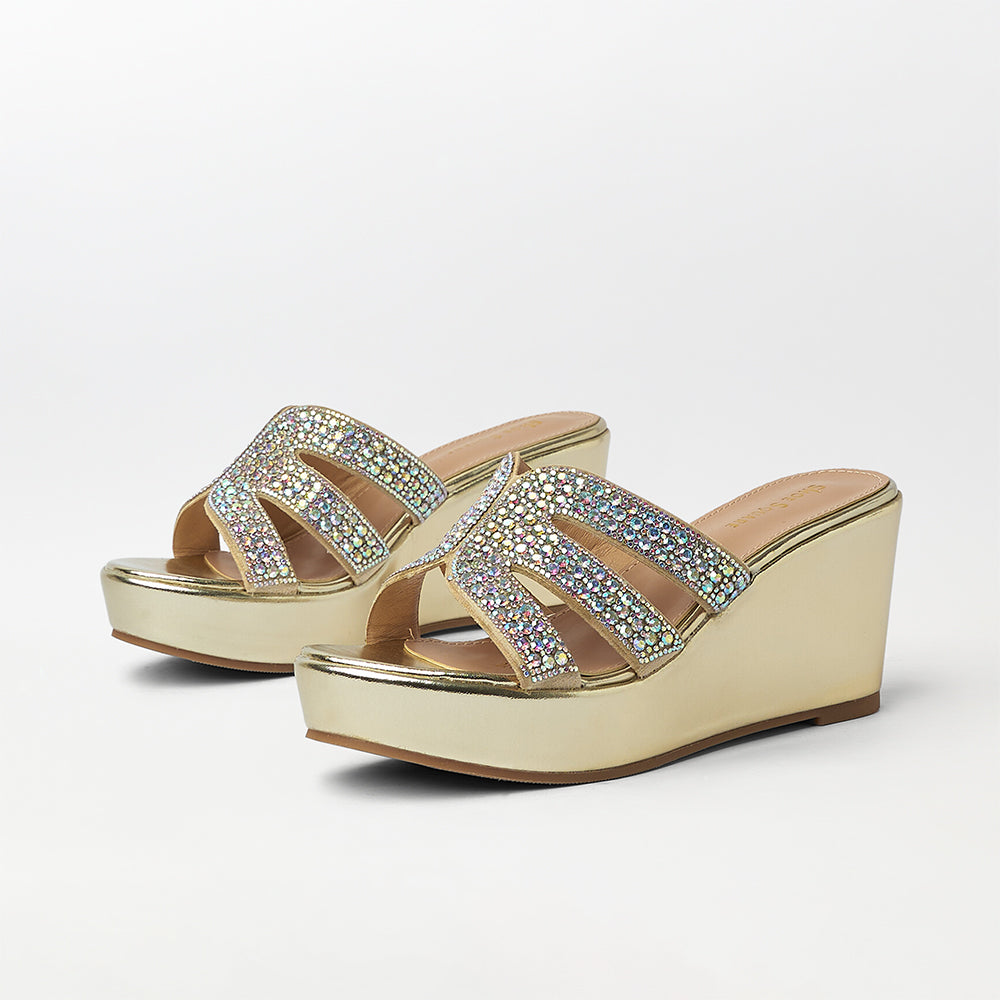 Stone Embellished Wedge Heels - (FS24)