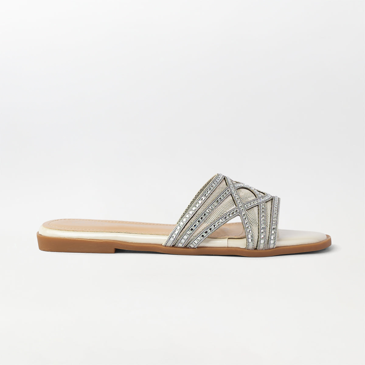 Embellished Cut Work Flat Slippers - (FS84)