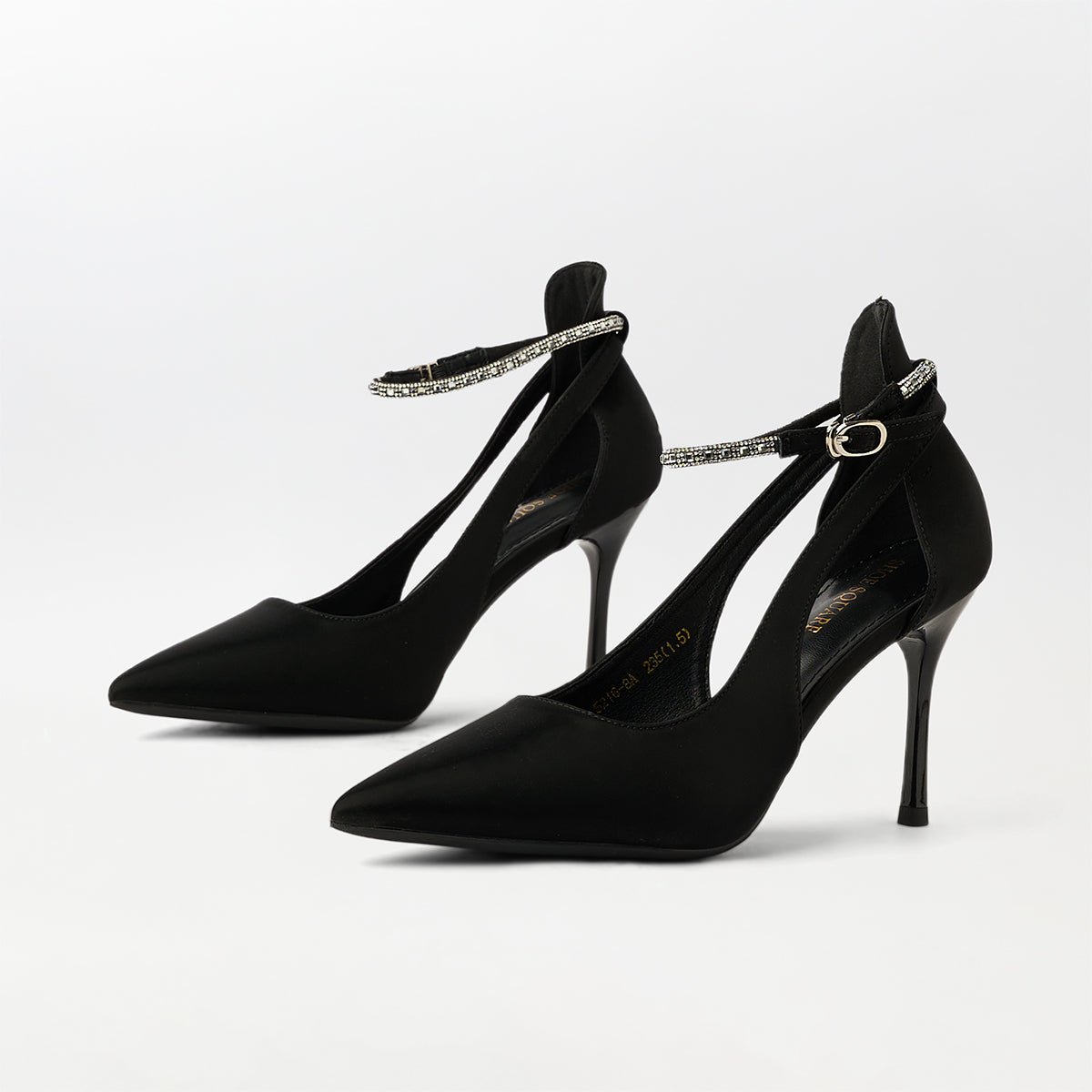 Matt Finished Slingback High Heels Black - (CH236)