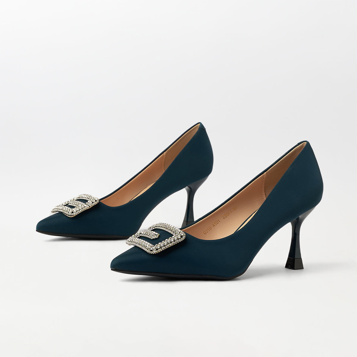 Buckle Embellished Court Shoes Blue - (CH239)
