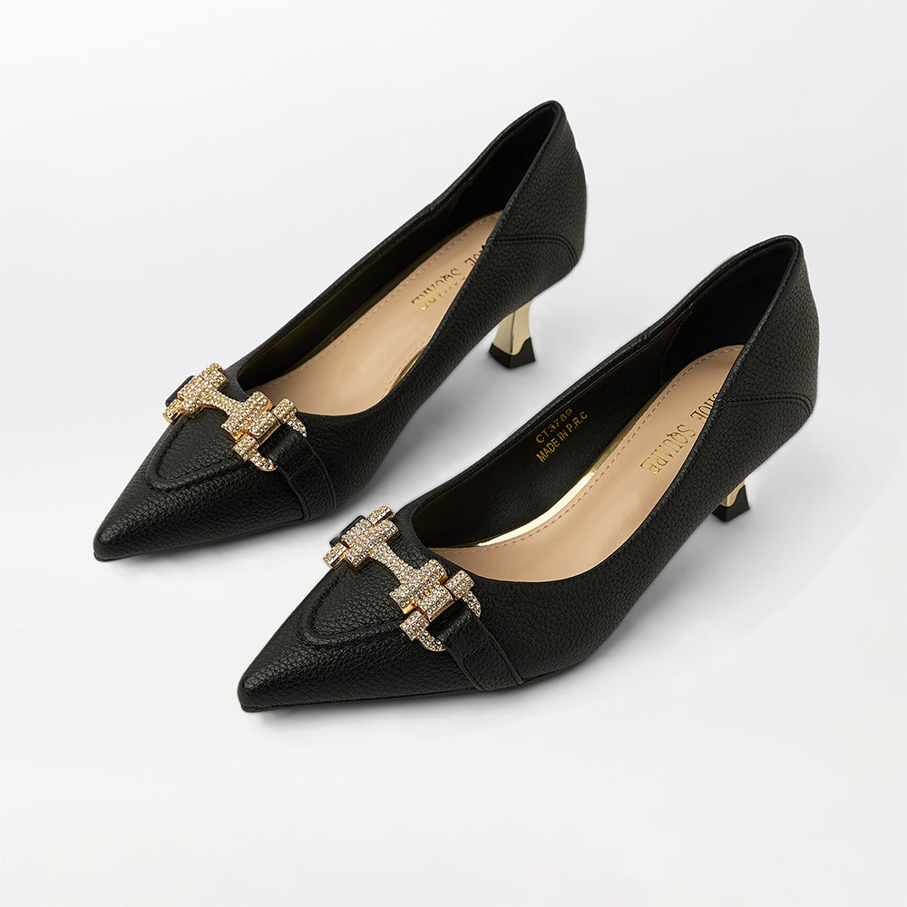 Embellished Soft Leather Court Shoes (CH172)