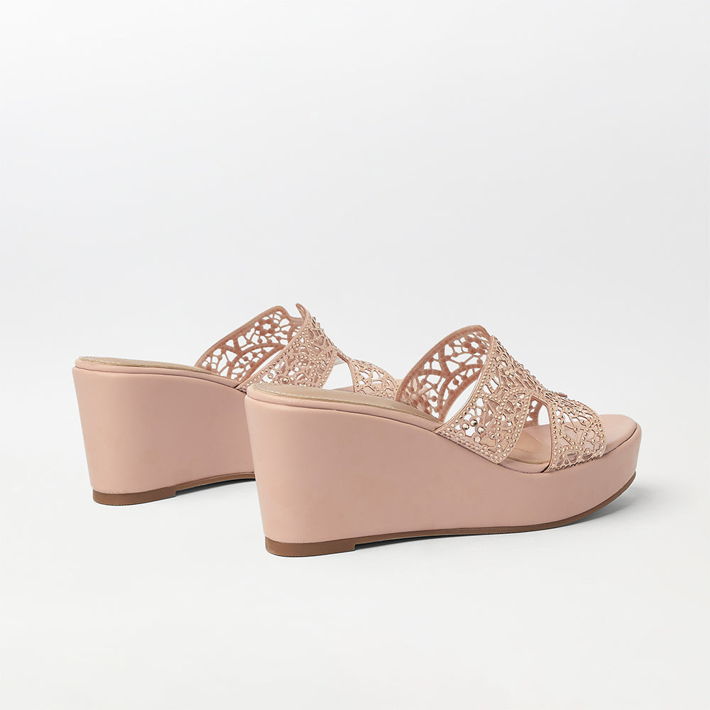 Stone Embellished Wedge Heels - (FS26)