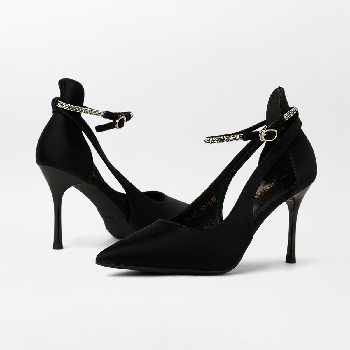 Matt Finished Slingback High Heels Black - (CH236)