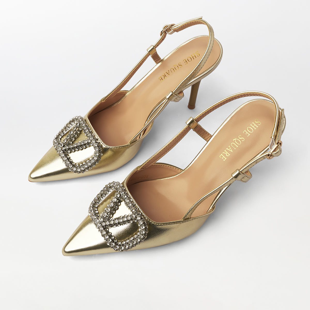Broach Embellished Metallic Slingback - CH301