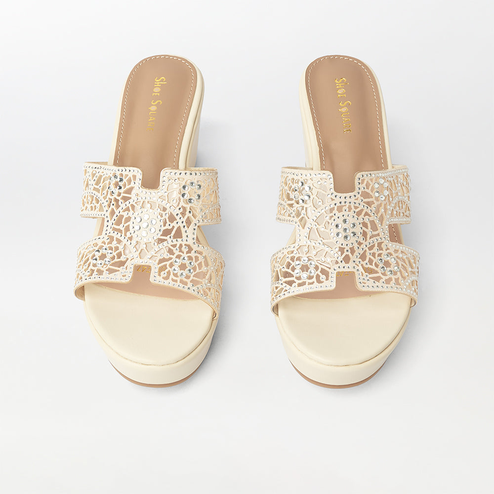 Stone Embellished Wedge Heels - (FS29)