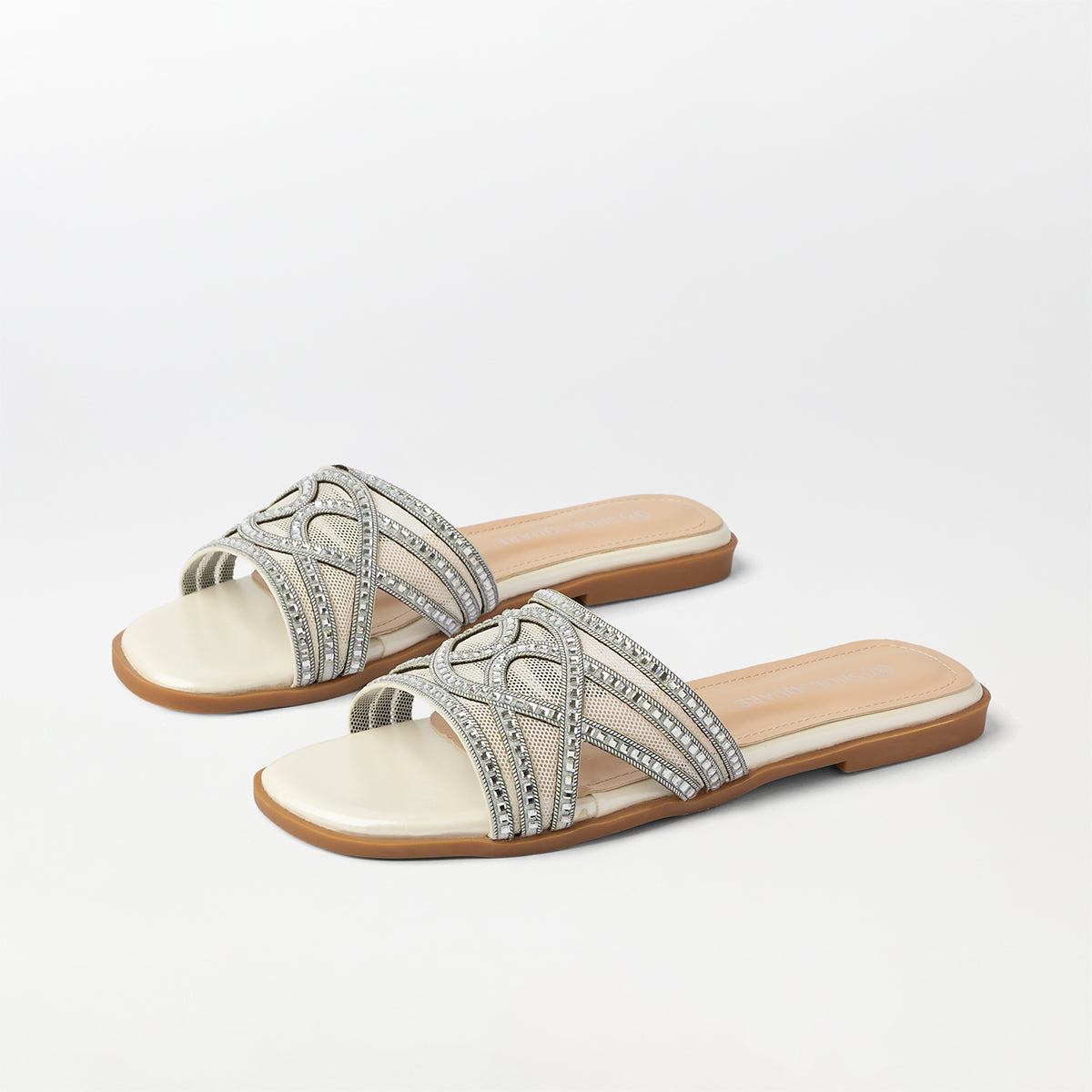 Embellished Cut Work Flat Slippers - (FS84)