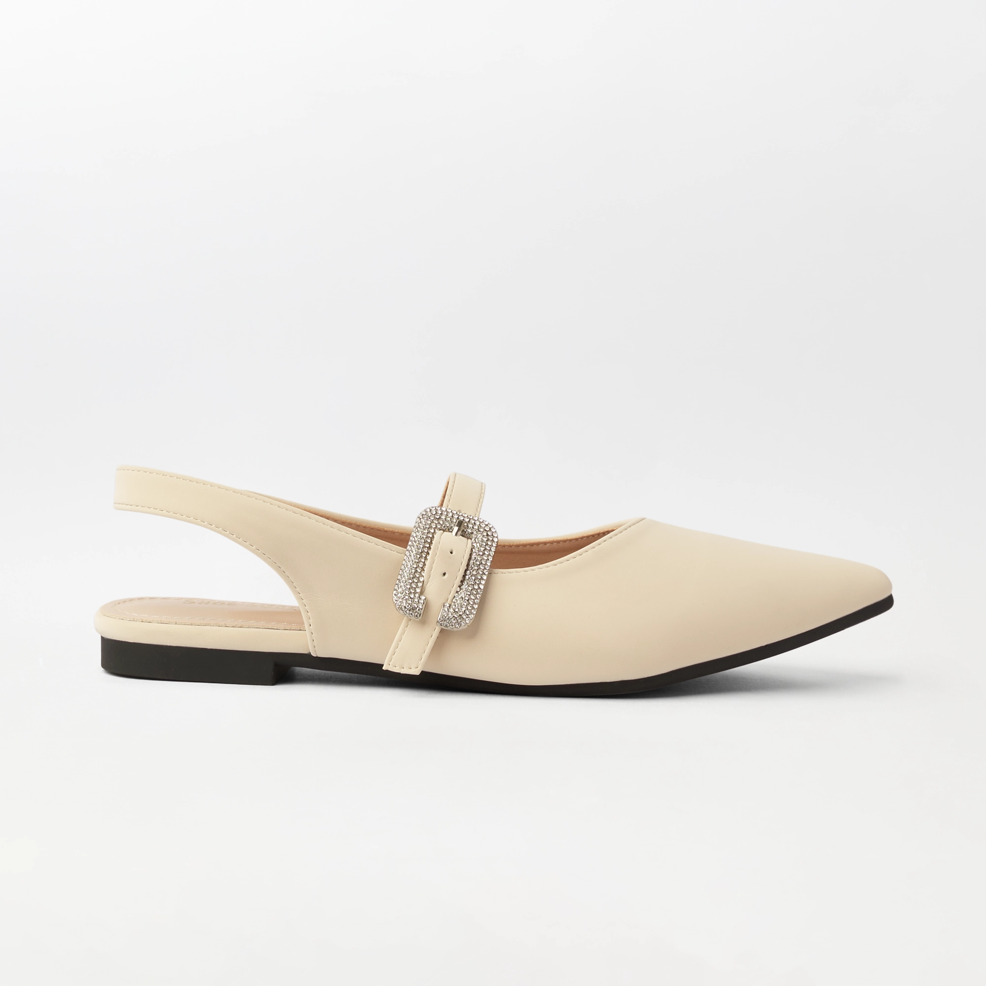 Pointed Toe Slingback Kitten Heel Apricot - (FS104)