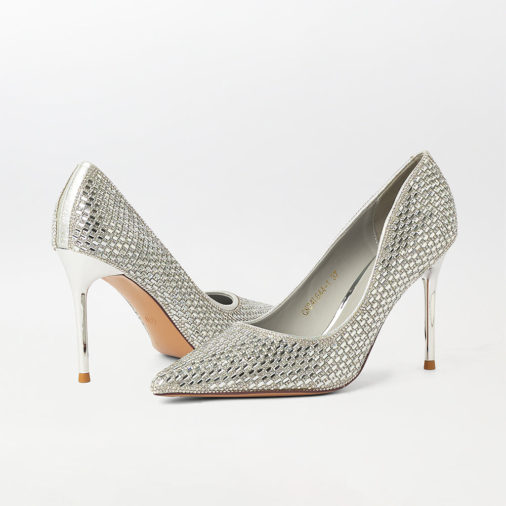 Stones Embellished High Heels Court Shoes - (CH219)