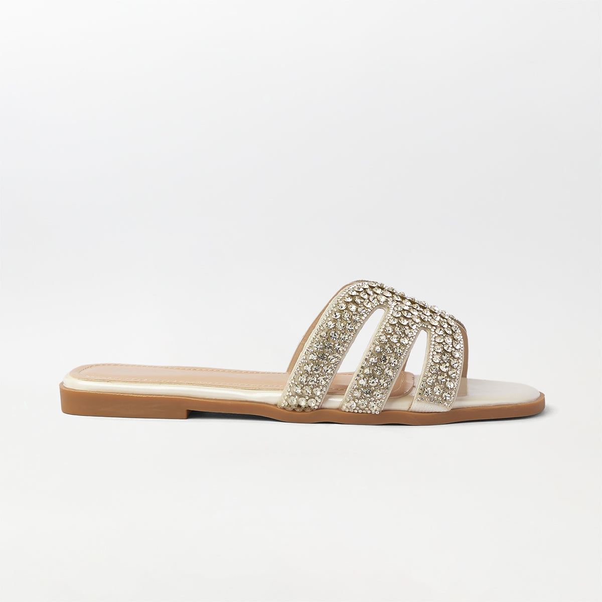 Stone Embellished Flat Slippers - (FS82)