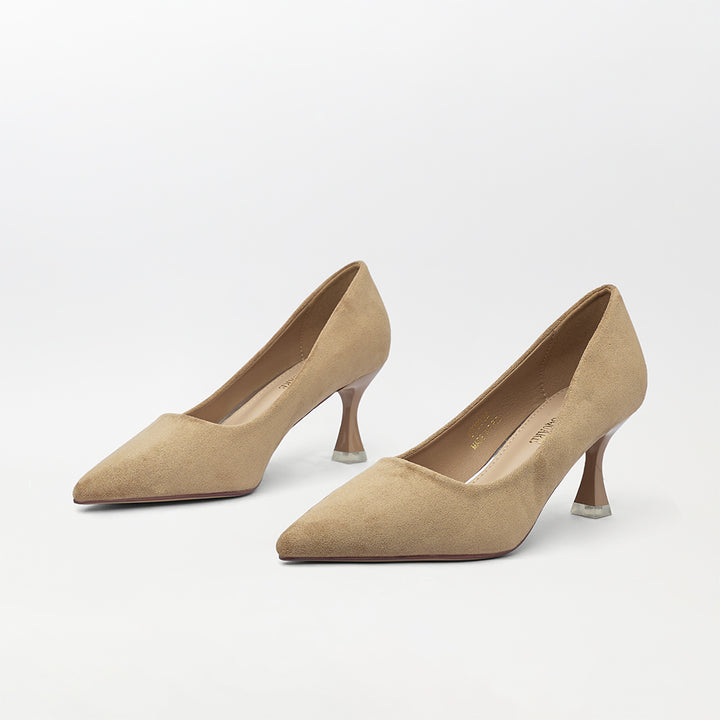 Suede-short heel court shoes(CH129)