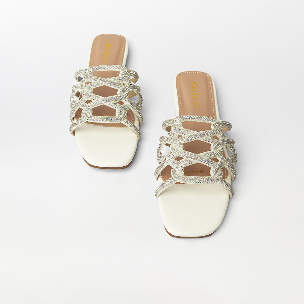 Stones Embellished Flat Slippers - (FS20)